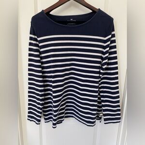 Talbots Navy and White Striped Women's Long Sleeve Top Size XL